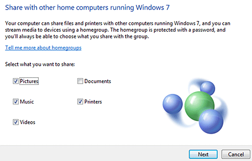 Windows 7 Create Homegroup Options